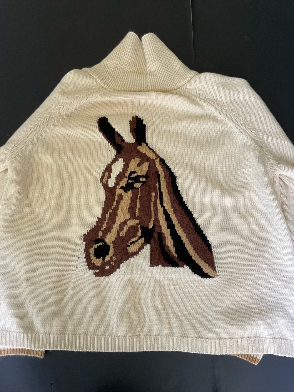 Women’s  Cream Wild Horse-Graphic button down cardigan size L Front pockets